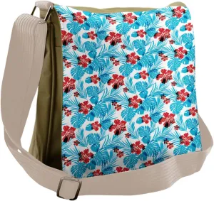 Ambesonne Luau Messenger Bag, Island Vegetation Leaves, Unisex Cross-body