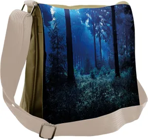 Ambesonne Night Messenger Bag, Misty Fall Nature Scenery, Unisex Cross-body