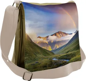 Ambesonne Rainbow Messenger Bag, Meadow Riverbed Mist, Unisex Cross-body