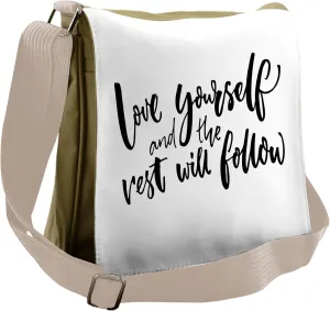 Ambesonne Saying Messenger Bag, Self Love Wisdom Words, Unisex Cross-body