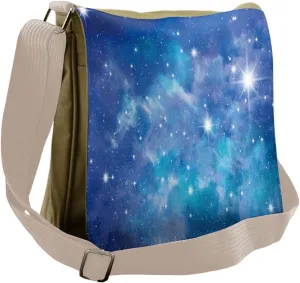 Ambesonne Space Messenger Bag, Planet Star Clusters, Unisex Cross-body