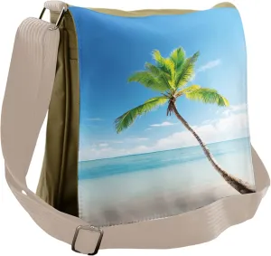 Ambesonne Tropic Messenger Bag, Palm Trees on Caribbean, Unisex Cross-body