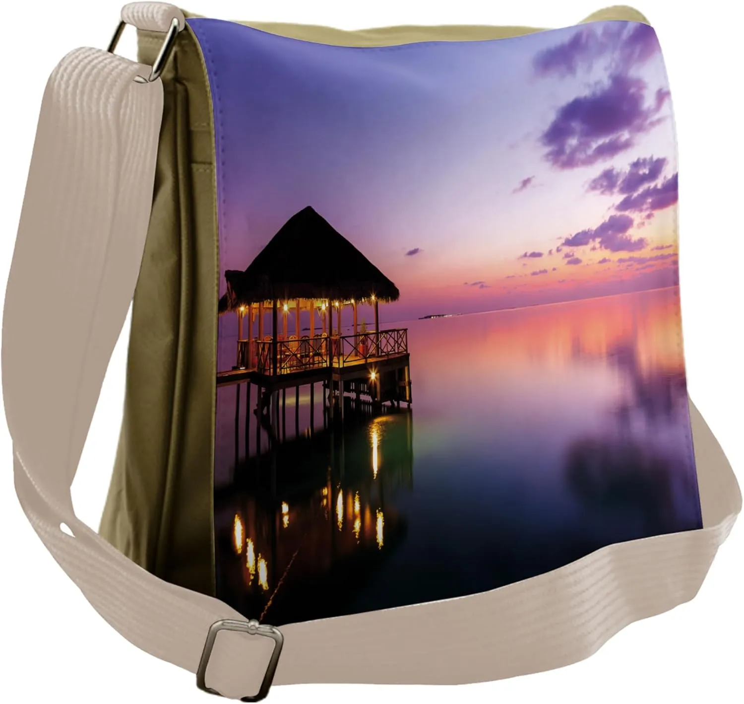 Ambesonne Tropical Messenger Bag, Arbor Dramatic Night, Unisex Cross-body