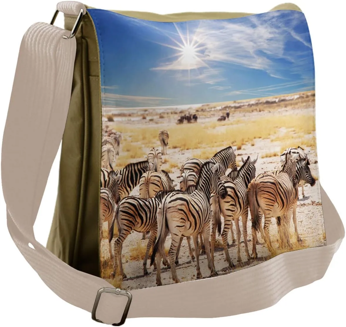 Ambesonne Wildlife Messenger Bag, Savannah National Park, Unisex Cross-body