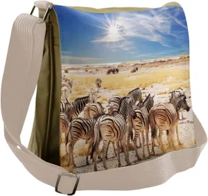 Ambesonne Wildlife Messenger Bag, Savannah National Park, Unisex Cross-body