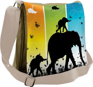 Ambesonne Zoo Messenger Bag, Colorful Savannah Birds Motif, Unisex Cross-body