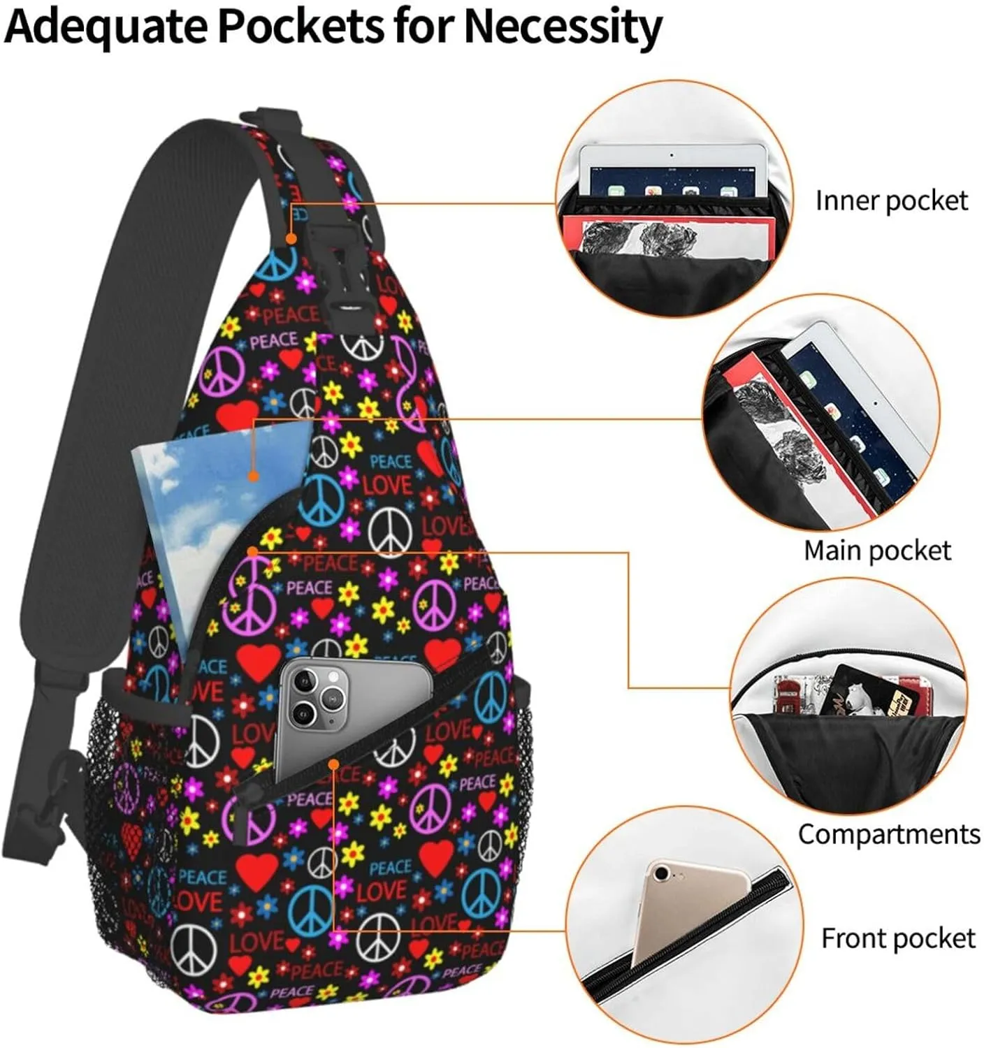 America Independence Day 1776 Crossbody Bag Adjustable Sling Bag Casual Chest Bags Travel Shoulder Backpack