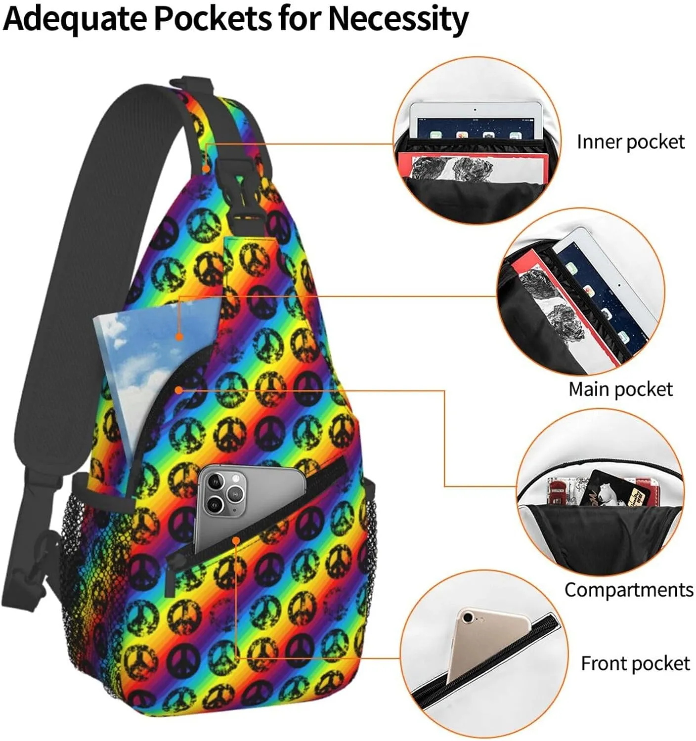 America Independence Day 1776 Crossbody Bag Adjustable Sling Bag Casual Chest Bags Travel Shoulder Backpack