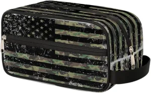 American Flag Travel Toiletry Bag Kit for Men Vintage USA 4th of July Cosmetic Makeup Bag for Boys Waterproof Shaving Bag Hanging Wash Bag Organizer for Toiletries Accessories