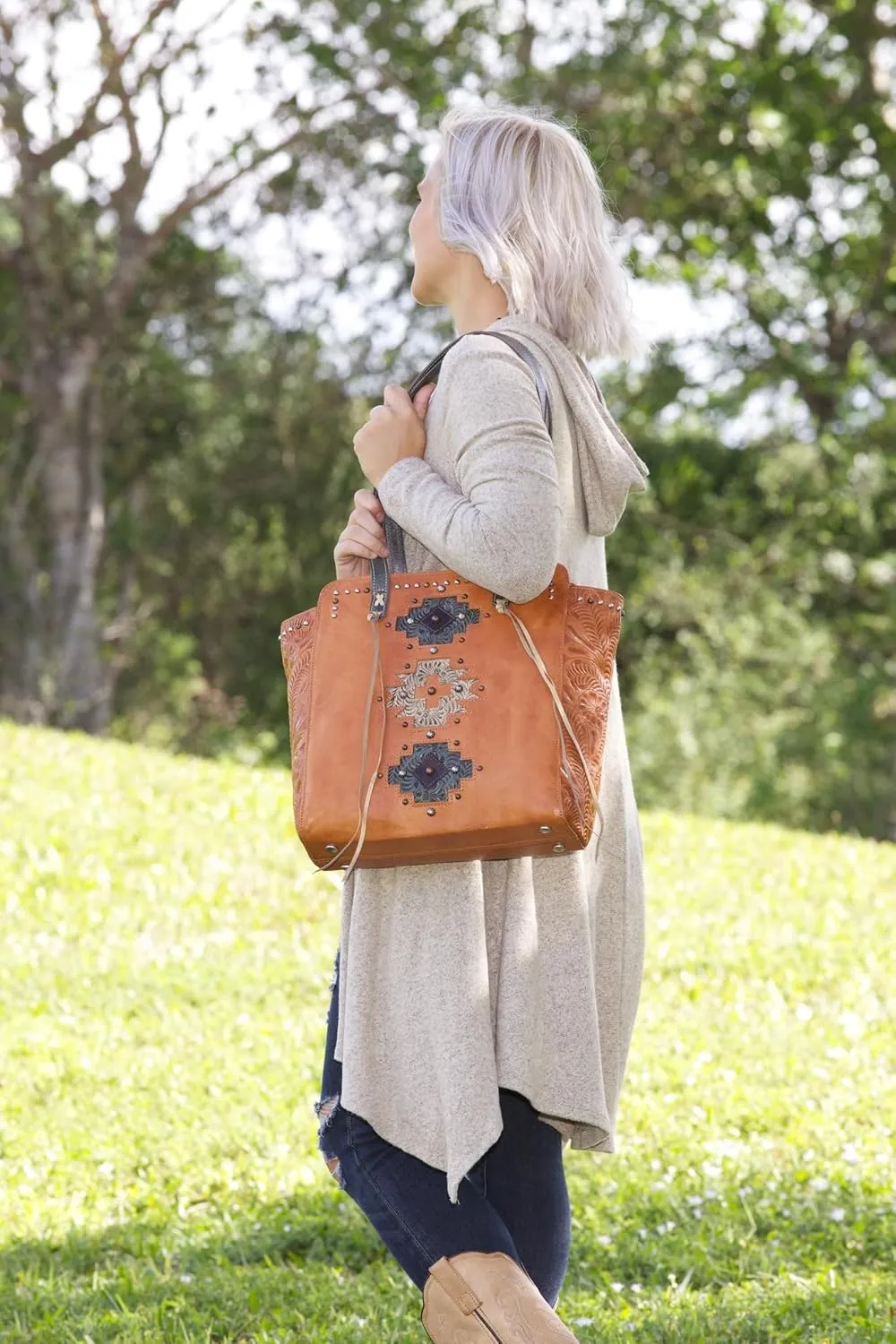 American West Leather Navajo Soul Tote for Women