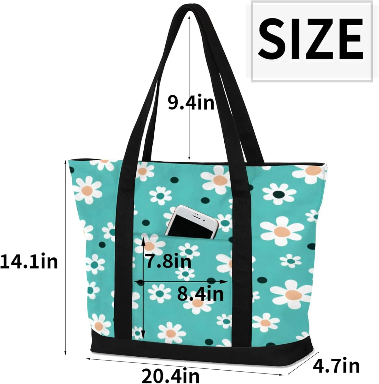 Animal Giraffe Canvas Tote Bag Casual Shoulder Handbag Large Shopping Bags With 5 Pocket Carry On Weekender Backpack