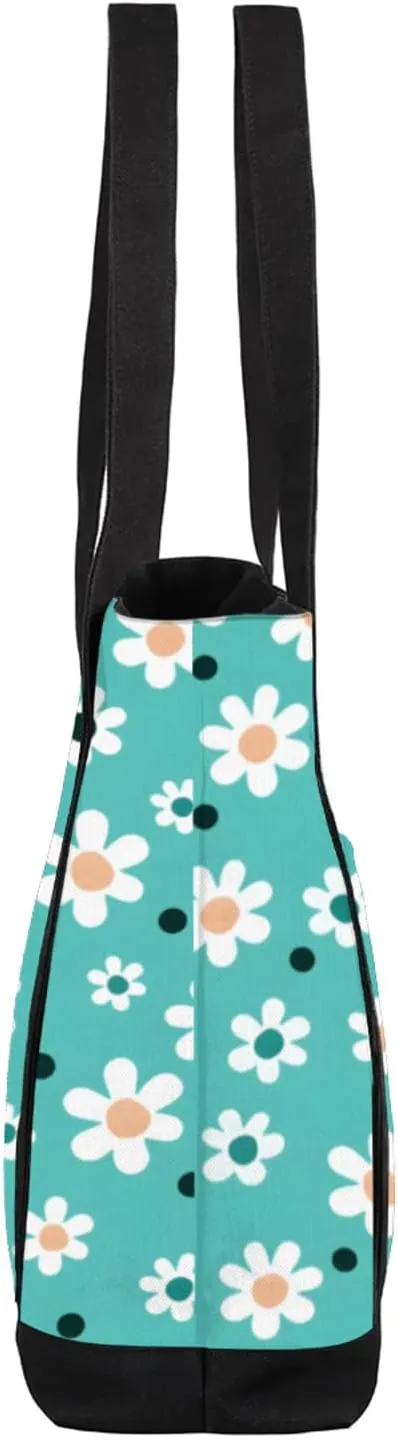Animal Giraffe Canvas Tote Bag Casual Shoulder Handbag Large Shopping Bags With 5 Pocket Carry On Weekender Backpack