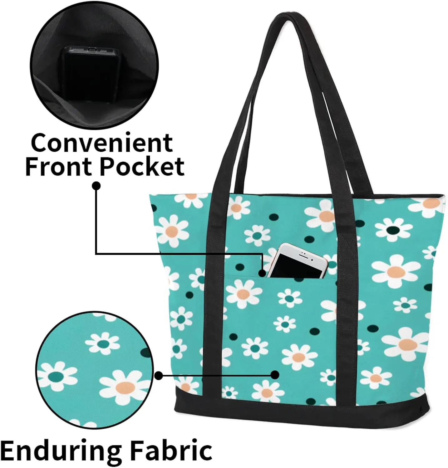 Animal Giraffe Canvas Tote Bag Casual Shoulder Handbag Large Shopping Bags With 5 Pocket Carry On Weekender Backpack