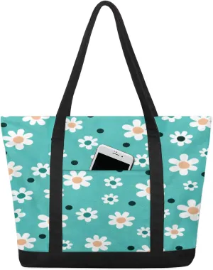 Animal Giraffe Canvas Tote Bag Casual Shoulder Handbag Large Shopping Bags With 5 Pocket Carry On Weekender Backpack