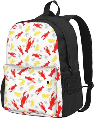 Animal of Crayfish Pattern Backpack for Women Men Worker Teacher Business Travel Backpacks Shoulders Bag Daypack Bookbag with Mesh Pockets
