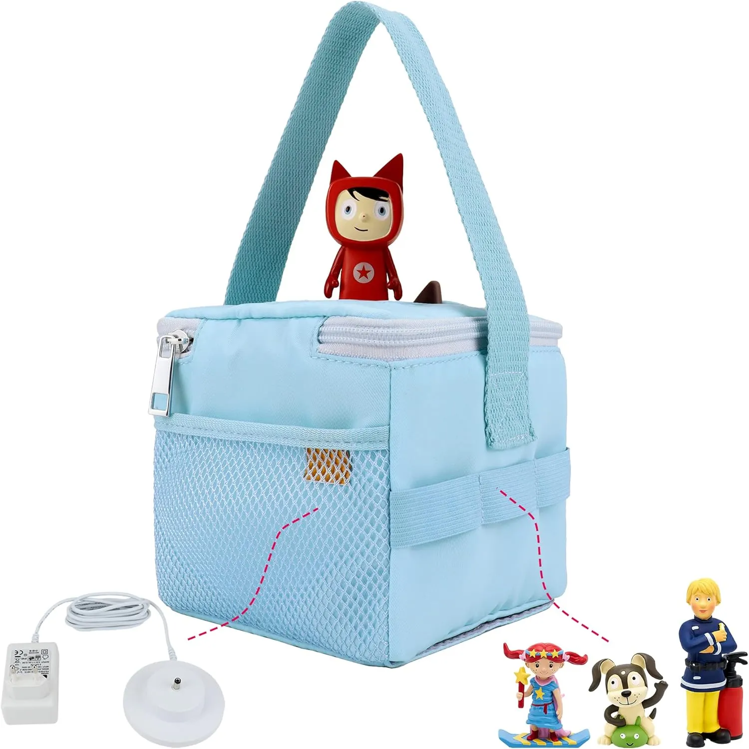 Annmore Carrying Case for Toniebox and Tonies Characters, Blue Tote Bag for Creative Tonies Figures, Kids Bag for Tonies Box Starter Set, Boys and Girls Christmas Birthday Gift
