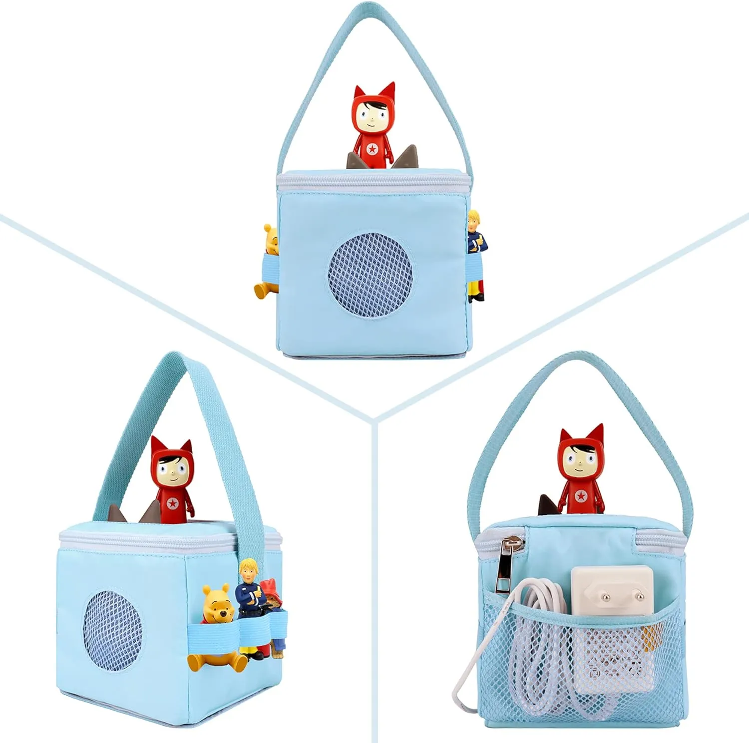 Annmore Carrying Case for Toniebox and Tonies Characters, Blue Tote Bag for Creative Tonies Figures, Kids Bag for Tonies Box Starter Set, Boys and Girls Christmas Birthday Gift