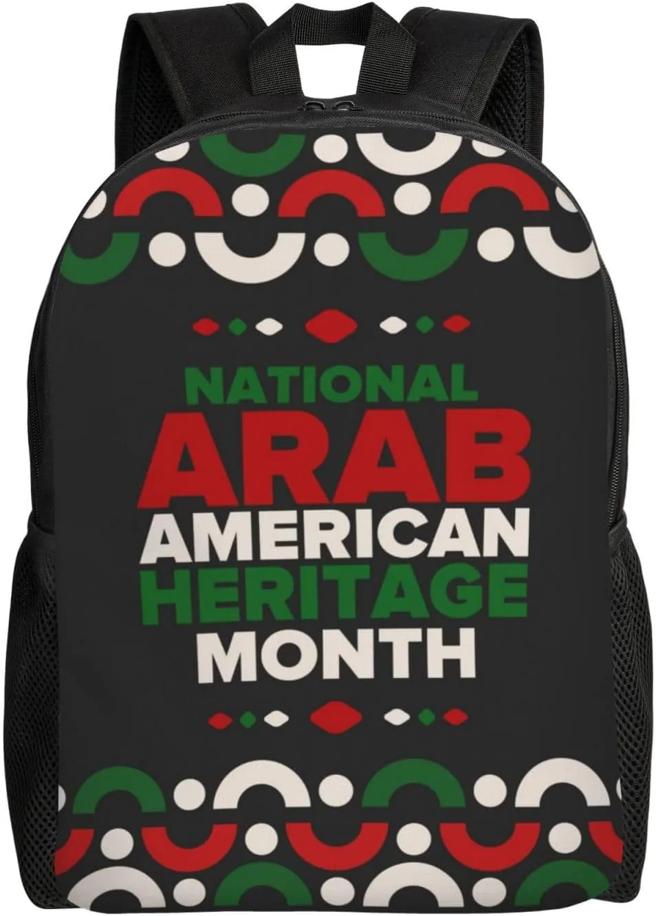 Arab American Heritage Month Backpack for Women Men Worker Teacher Business Travel Backpacks Shoulders Bag Daypack Bookbag with Mesh Pockets