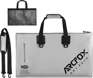 ARCFOX 28x17in Fish Bag Waterproof Leakproof with Removable Mesh, Drain Valve, Reinforced Shoulder Strap, Waterproof Zipper, See-through Pocket, Gray