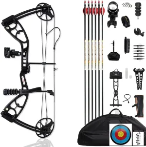 Archery Compounnd Bow Set Fully Adjustable for Adults and Teens,25.4"-32" Draw Length,30-70LBS Draw Weight,Up to 320 FPS,Limbs Made in USA 2025 New