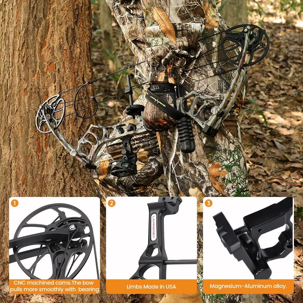 Archery Ready to Hunt Lightweight Compound Bow Package for Adults and Youth，0-50 Lbs Draw Weight,290fps,Limbs Made in USA,with Archery Hunting Equipment 2025 New
