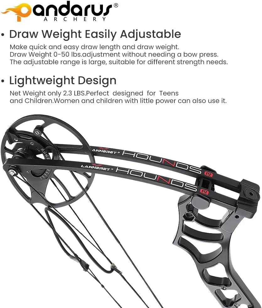 Archery Ready to Hunt Lightweight Compound Bow Package for Adults and Youth，0-50 Lbs Draw Weight,290fps,Limbs Made in USA,with Archery Hunting Equipment 2025 New