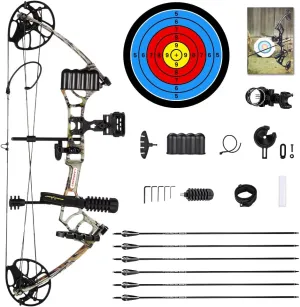 Archery Ready to Hunt Lightweight Compound Bow Package for Adults and Youth，0-50 Lbs Draw Weight,290fps,Limbs Made in USA,with Archery Hunting Equipment 2025 New