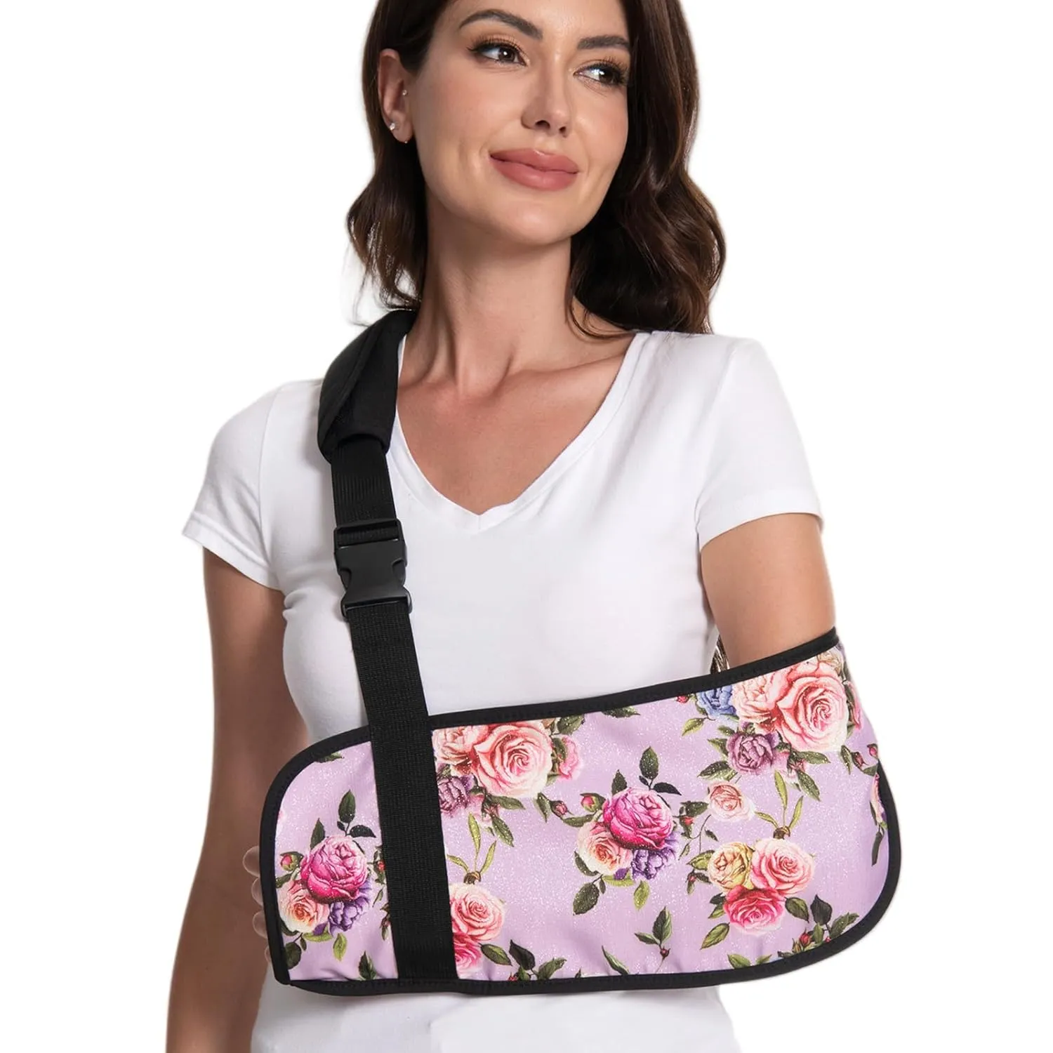 Arm Sling for Broken Arm Torn Rotator Cuff Shoulder Elbow Wrist injury Printed Brace Support for Adults and Women with Exquisite Rose