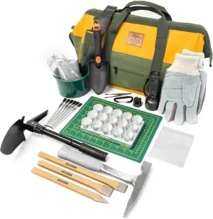 ASR Outdoor 13pc Geology Rock Hounding Kit with Mining Tools and Carry Bag