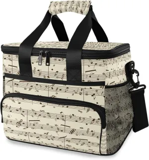 AUUXVA Cooler Bag Large Camping Cooler Tote Music Note Vintage Stave Lunch Cooler Bag Insulated Waterproof Lunch Box for Picnic Beach Travel, Reusable Leakproof