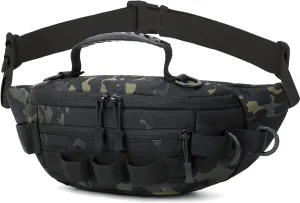 Aventik Fishing Fanny Pack - Portable Waterproof Waist Bag for Outdoor Fly Fishing - Lightweight Multi-Functional (Black Camo)