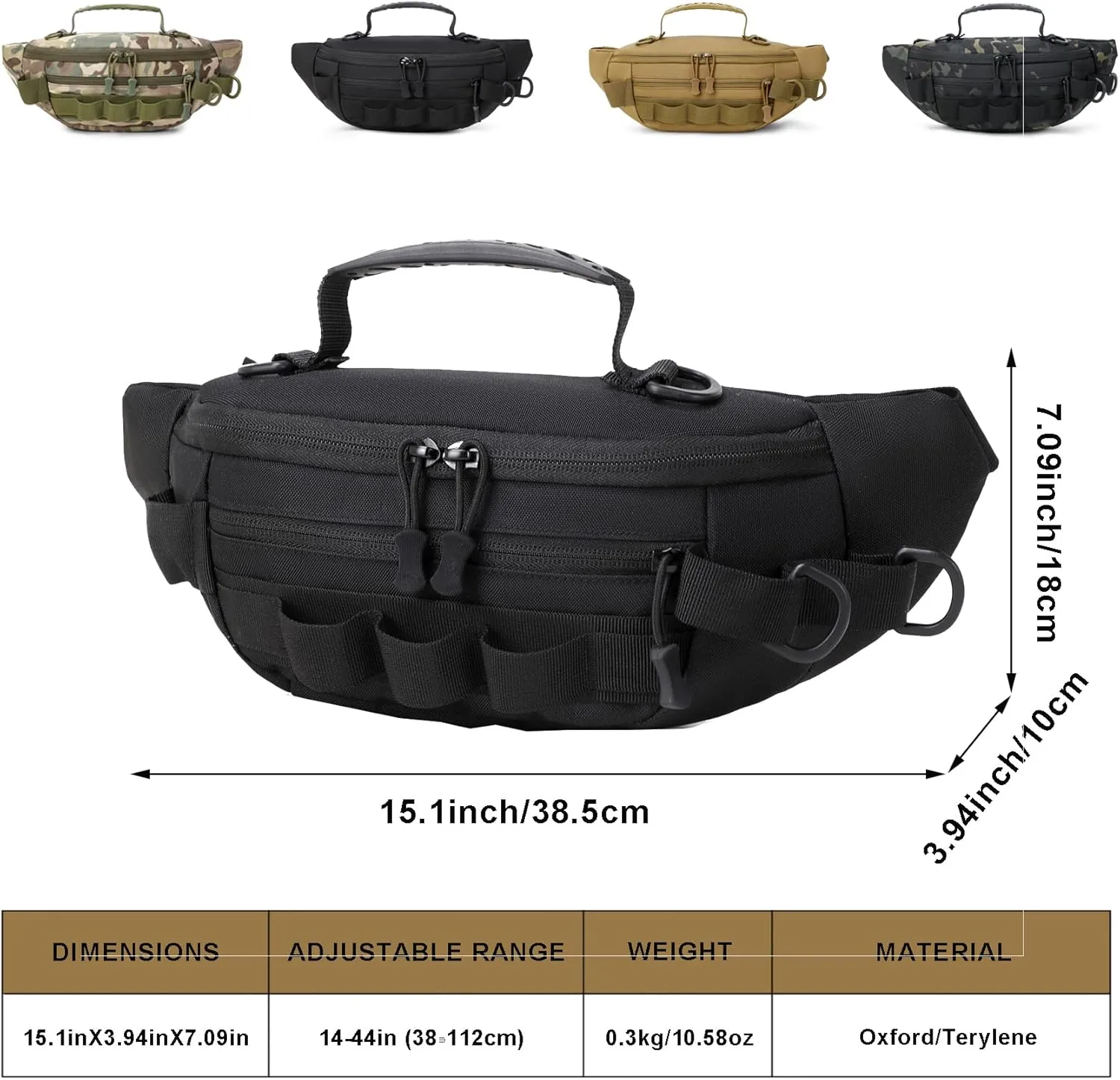 Aventik Fishing Fanny Pack - Portable Waterproof Waist Bag for Outdoor Fly Fishing - Lightweight Multi-Functional (Black)
