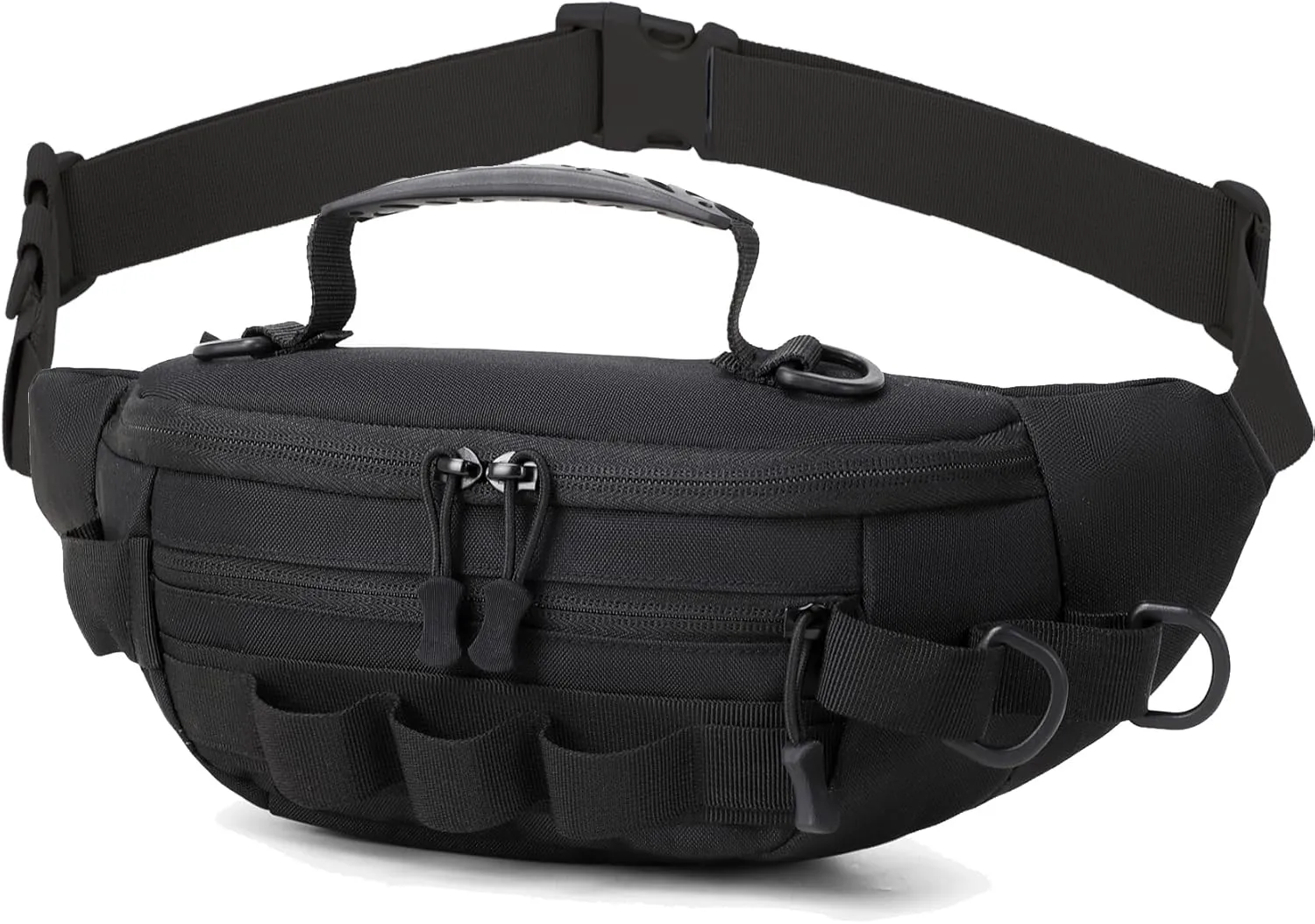 Aventik Fishing Fanny Pack - Portable Waterproof Waist Bag for Outdoor Fly Fishing - Lightweight Multi-Functional (Black)