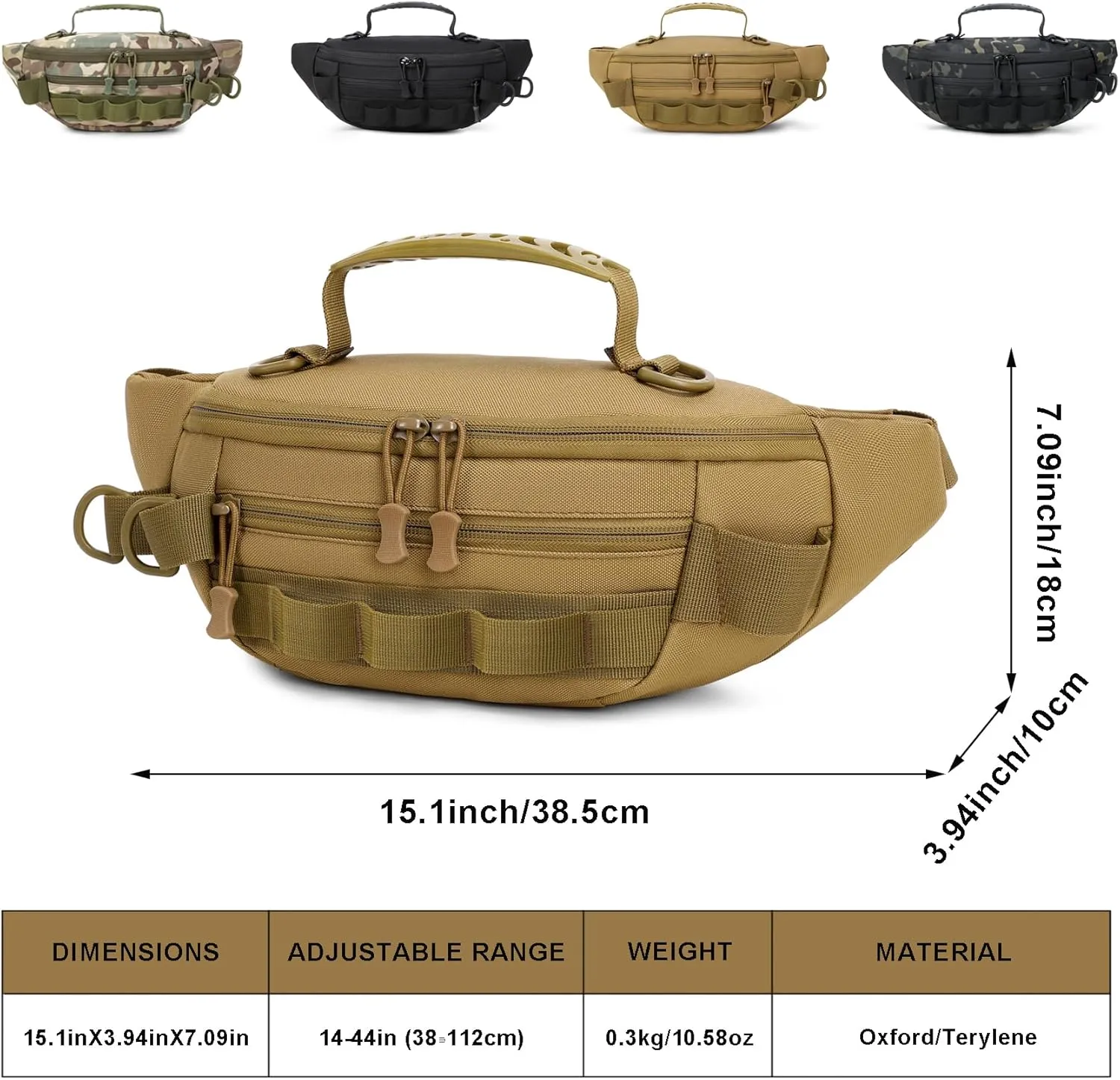 Aventik Fishing Tackle Bag Fishing Fanny Pack Waterproof Waist Bag Portable Fishing Sling Bag Outdoor Fly Fishing Bag Lightweight Multi-Functional(Brown)