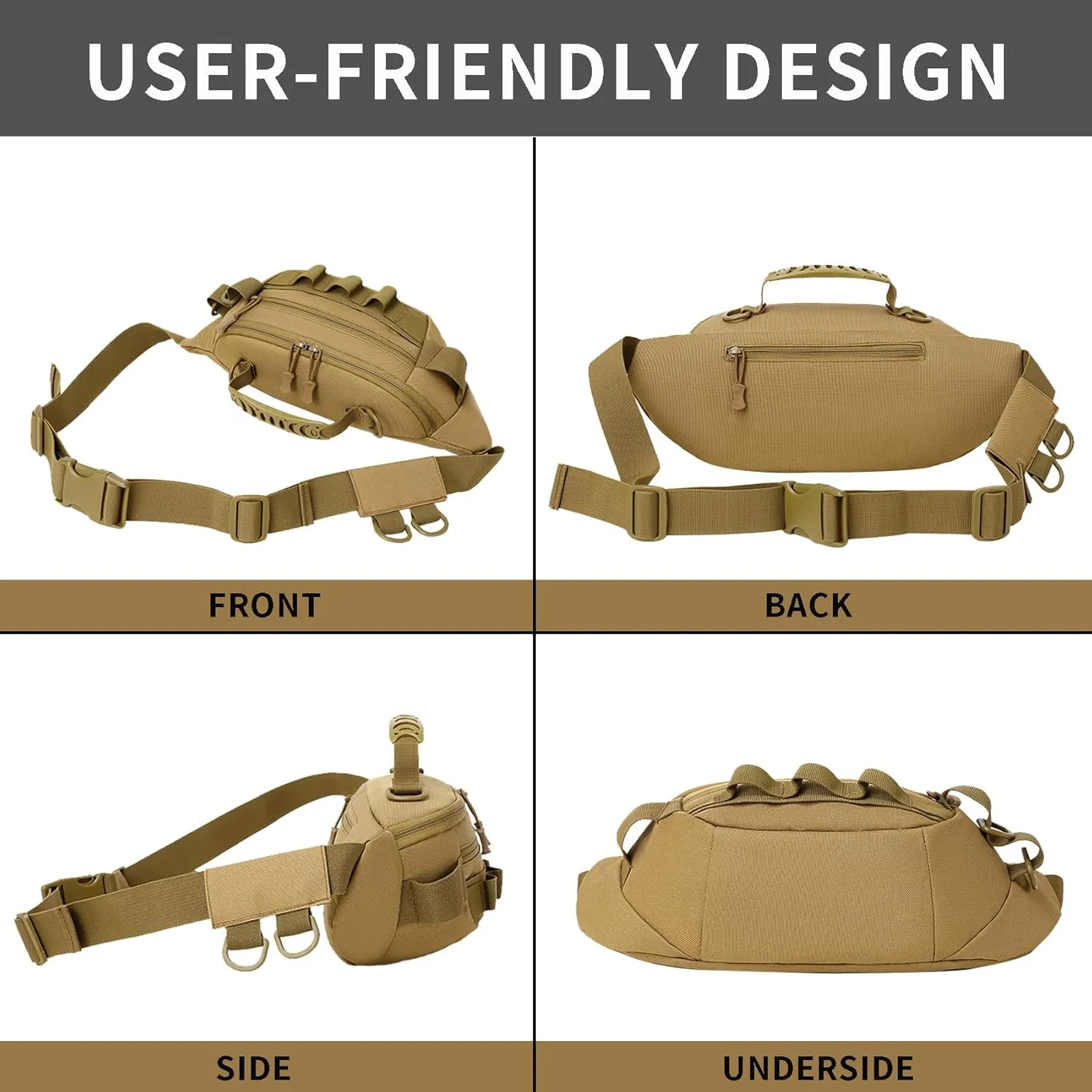Aventik Fishing Tackle Bag Fishing Fanny Pack Waterproof Waist Bag Portable Fishing Sling Bag Outdoor Fly Fishing Bag Lightweight Multi-Functional(Brown)