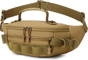 Aventik Fishing Tackle Bag Fishing Fanny Pack Waterproof Waist Bag Portable Fishing Sling Bag Outdoor Fly Fishing Bag Lightweight Multi-Functional(Brown)