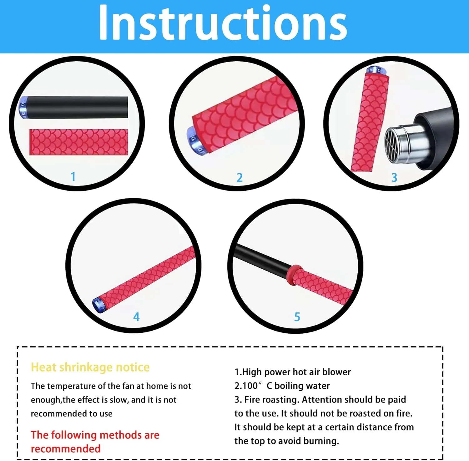 Aventik X-Tube Heat Shrink Wrap Tubing for Fishing Rod Grips with Non Slip Waterproof and Insulation 40 Inch Lengths Durable Repair