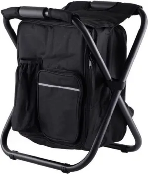 Backpack Cooler Chair, Portable Chair Backpack Folding Stool, Multi Pocket Design, Lightweight Large Capacity Folding Camping Stool for Travel Beach Hiking Picnic