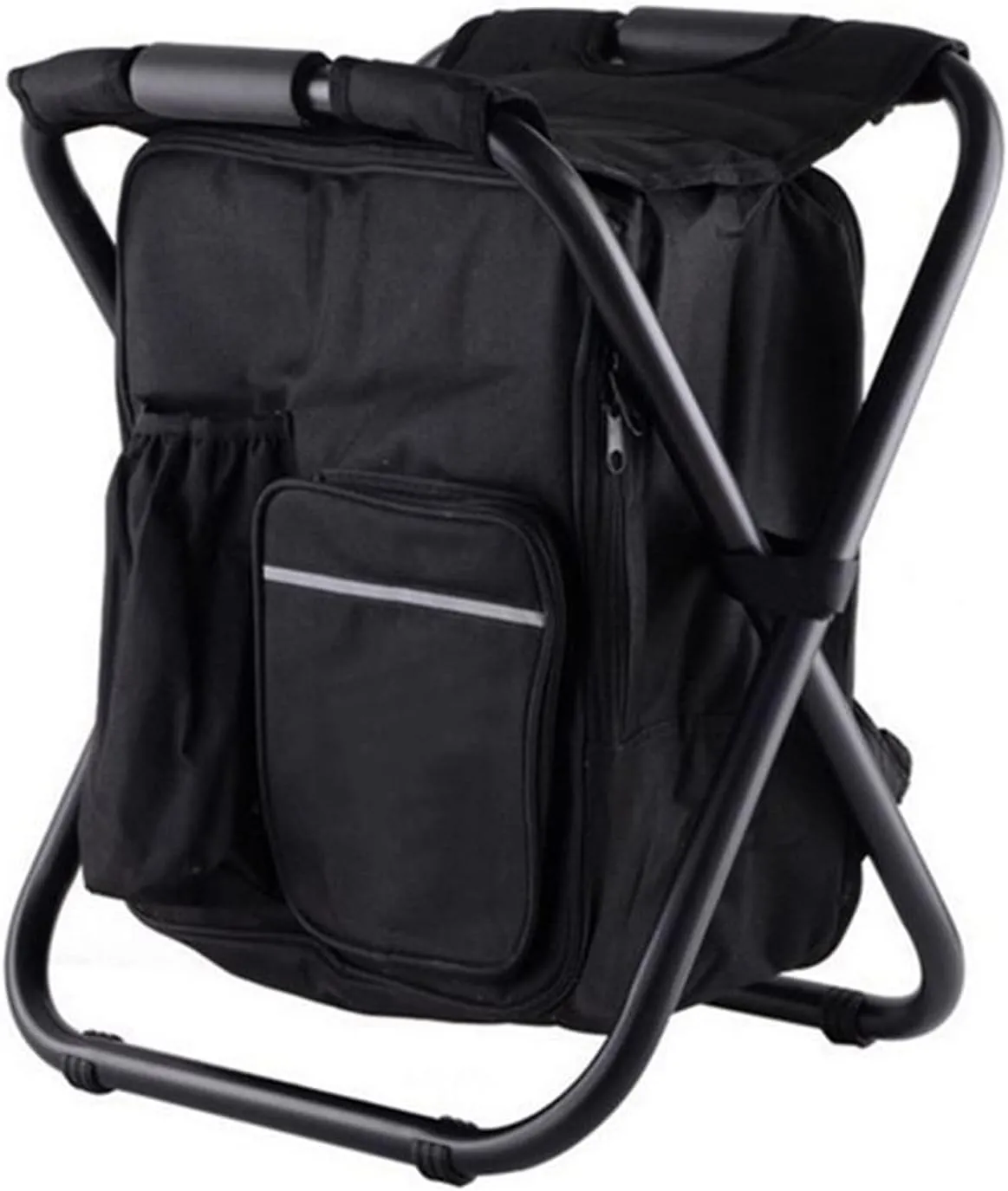 Backpack Cooler Chair, Portable Chair Backpack Folding Stool, Multi Pocket Design, Lightweight Large Capacity Folding Camping Stool for Travel Beach Hiking Picnic