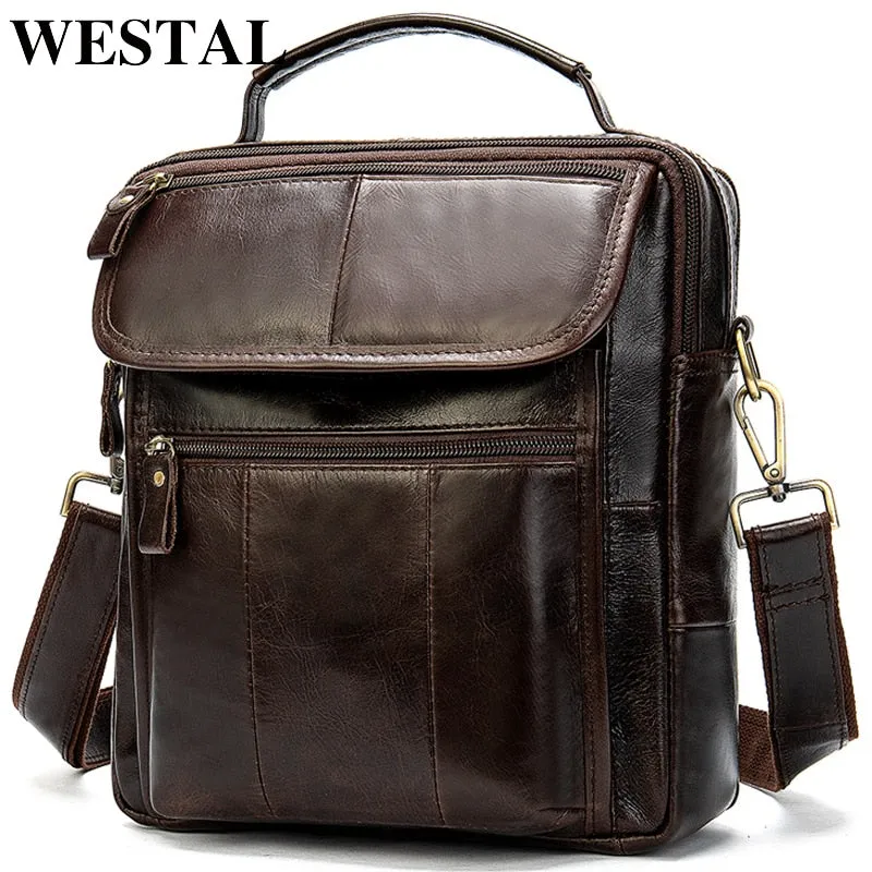 Bag Great price Bags Messenger Men for Men's Leather Genuine 8870 Men's Hot bargain Leather Men Shoulder Male Bags Bag Handbags WESTAL Crossbody