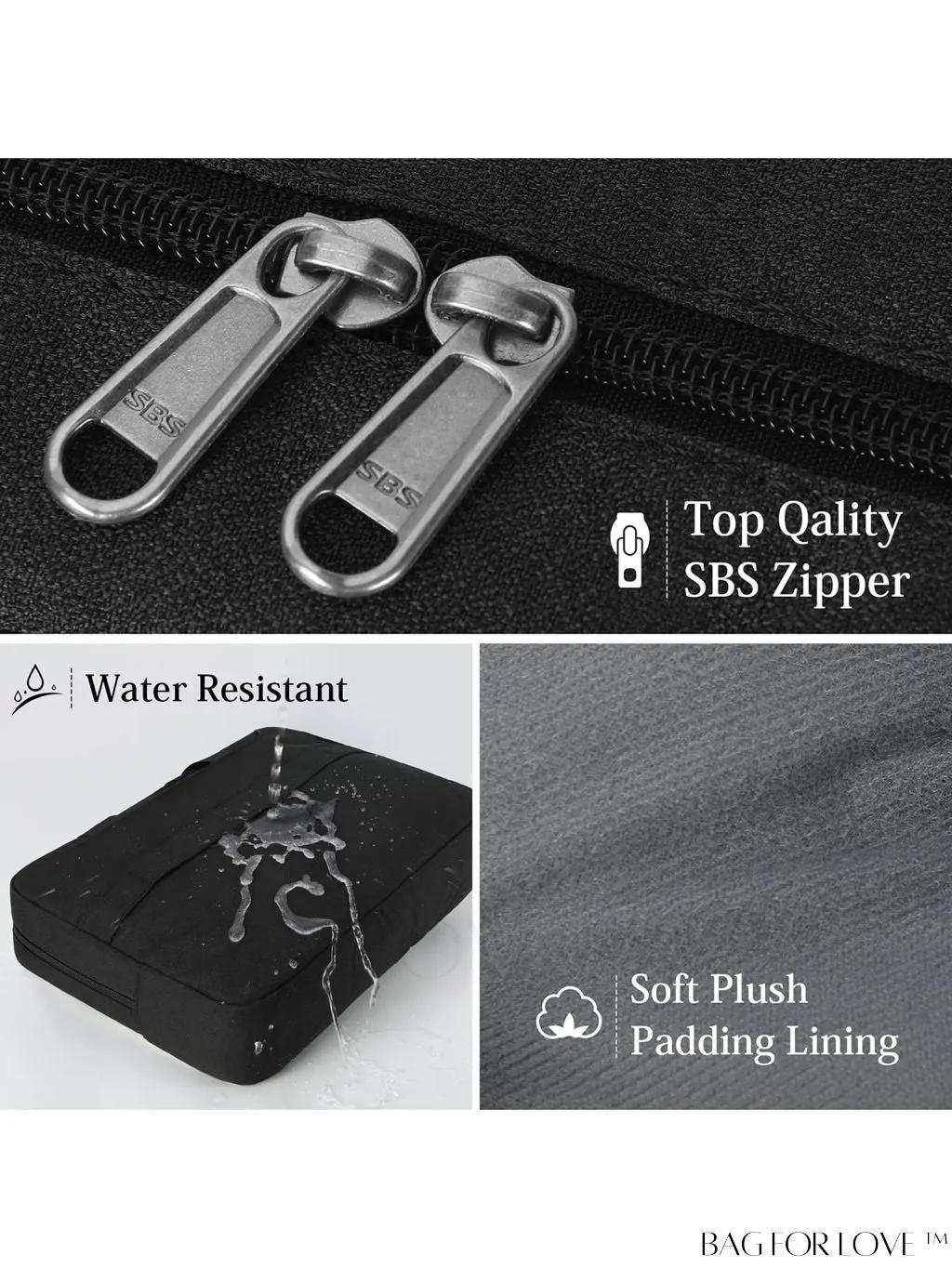BagForLove - 15.6 Waterproof Laptop Bag with Cable Organizer: Professional Briefcase for Business & College Use