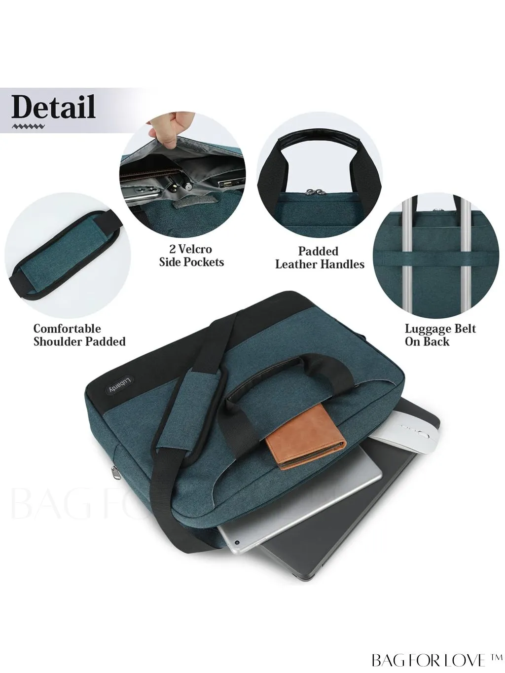 BagForLove - 15.6 Waterproof Laptop Bag with Cable Organizer: Professional Briefcase for Business & College Use