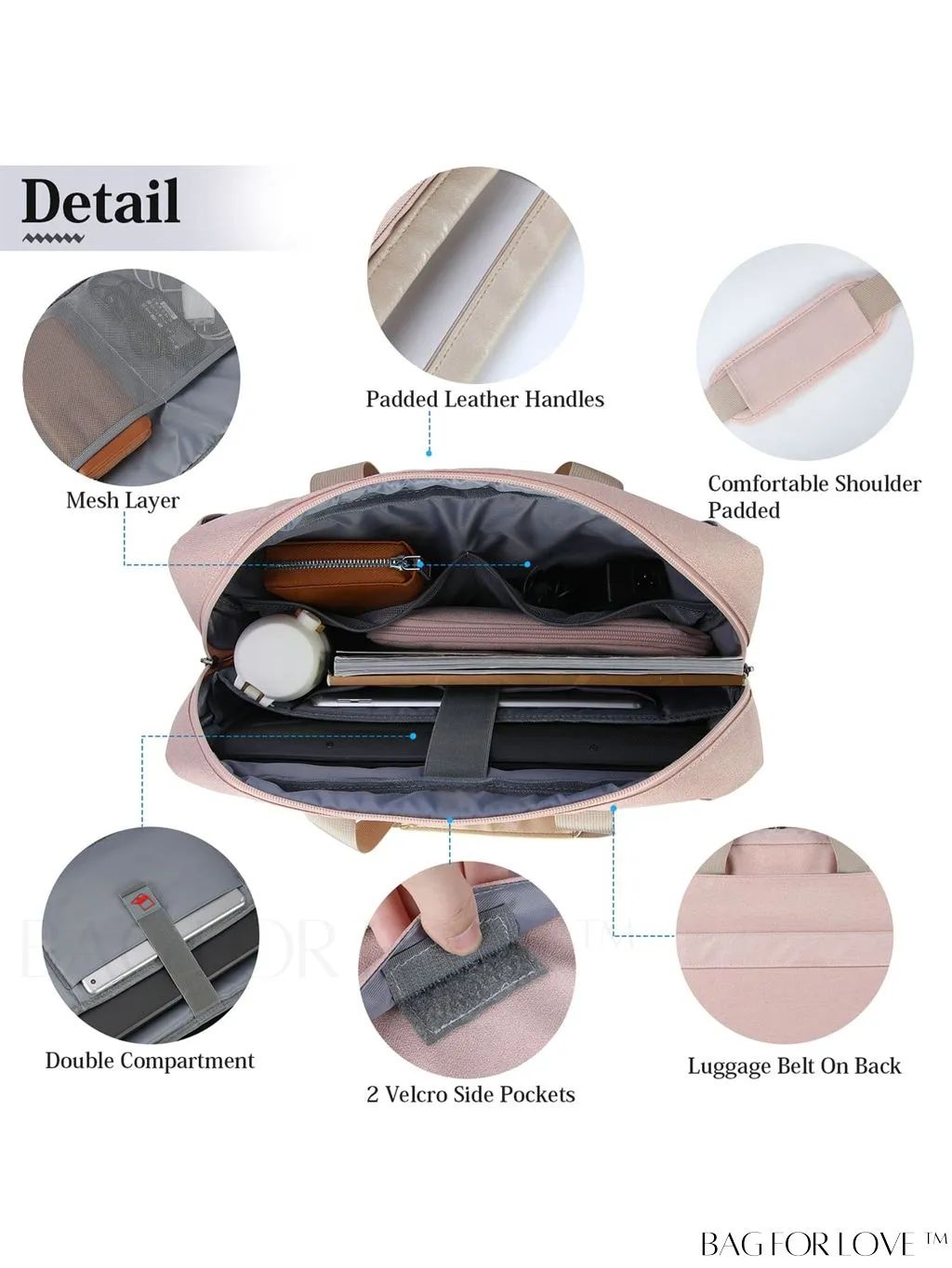 BagForLove - 15.6 Waterproof Laptop Bag with Cable Organizer: Professional Briefcase for Business & College Use