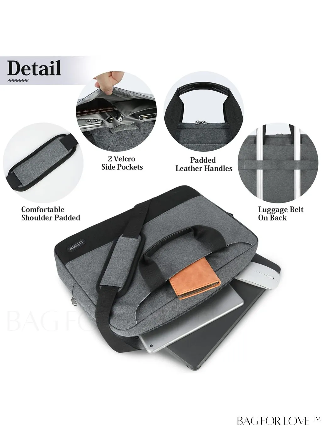 BagForLove - 15.6 Waterproof Laptop Bag with Cable Organizer: Professional Briefcase for Business & College Use