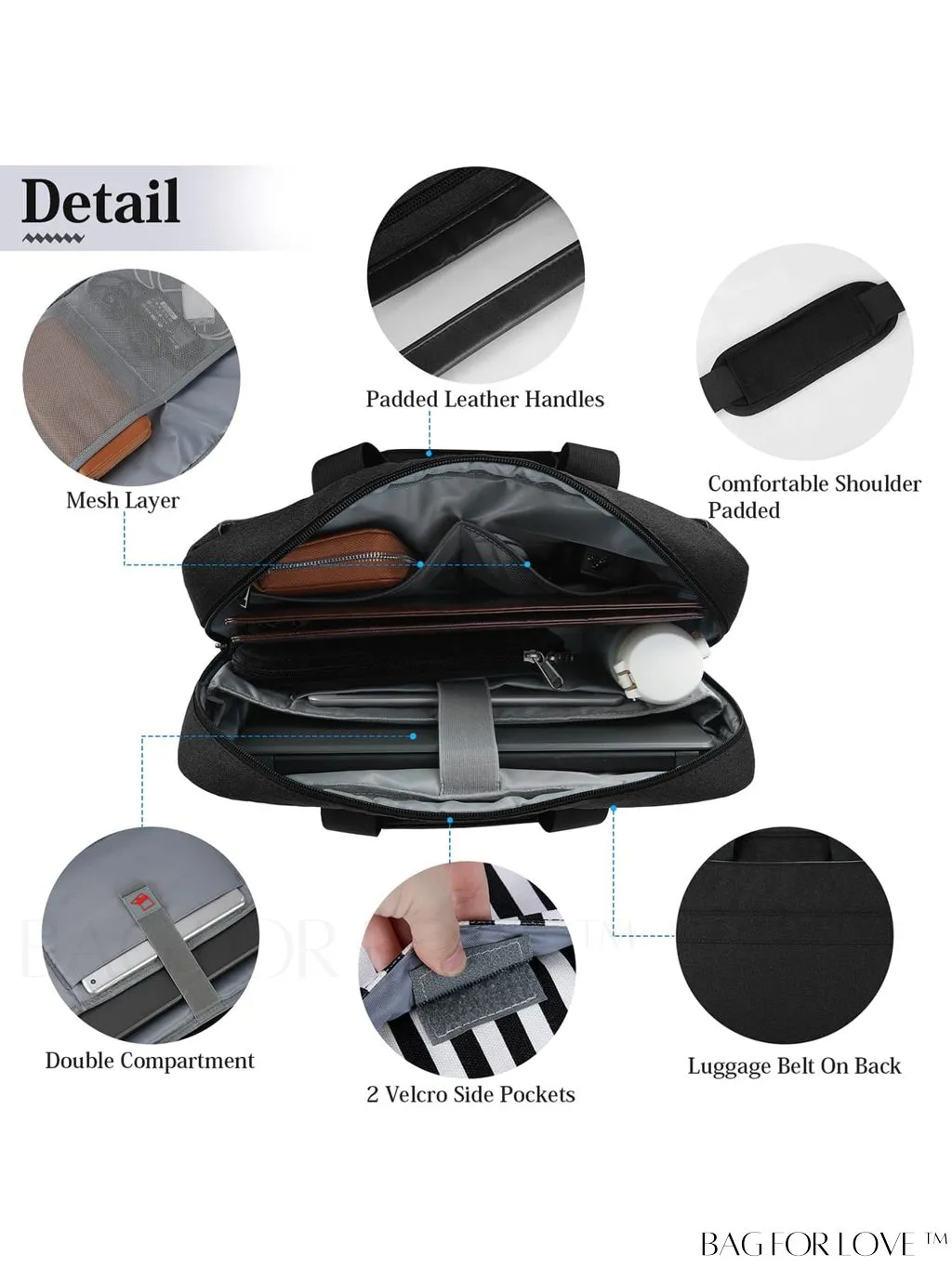 BagForLove - 15.6 Waterproof Laptop Bag with Cable Organizer: Professional Briefcase for Business & College Use