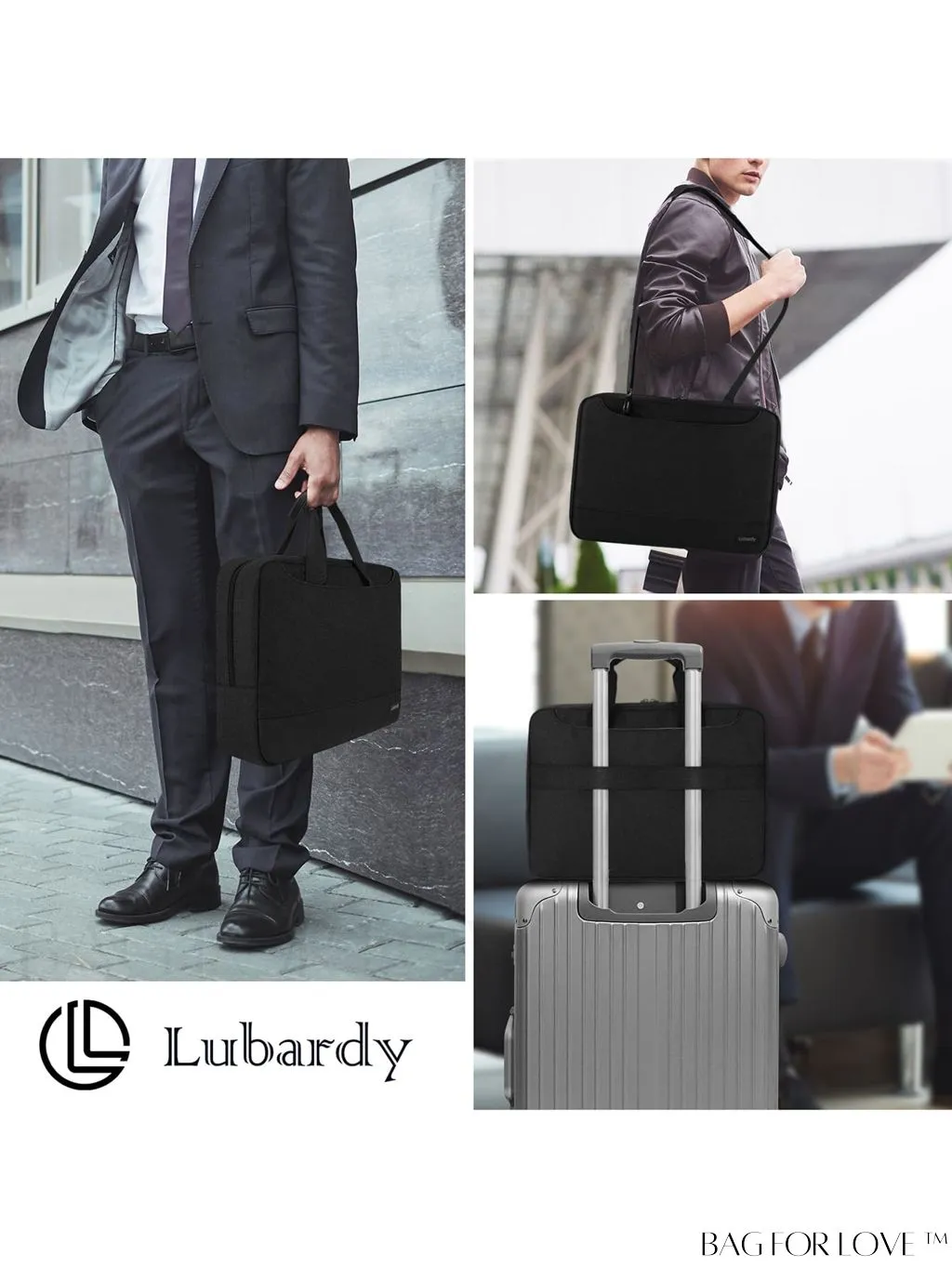 BagForLove - 15.6 Waterproof Laptop Bag with Cable Organizer: Professional Briefcase for Business & College Use