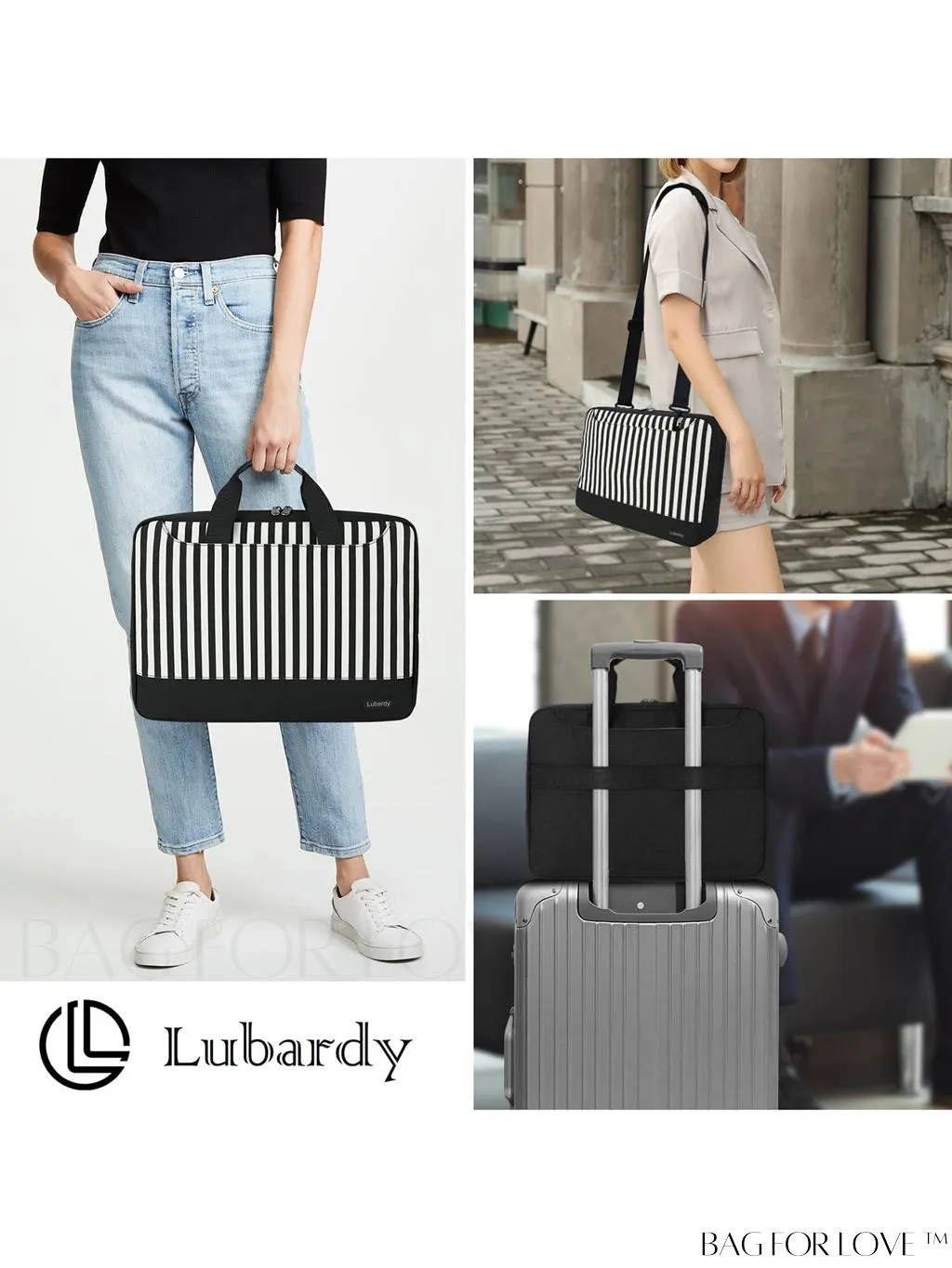 BagForLove - 15.6 Waterproof Laptop Bag with Cable Organizer: Professional Briefcase for Business & College Use