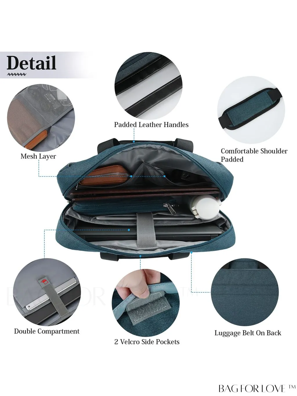 BagForLove - 15.6 Waterproof Laptop Bag with Cable Organizer: Professional Briefcase for Business & College Use