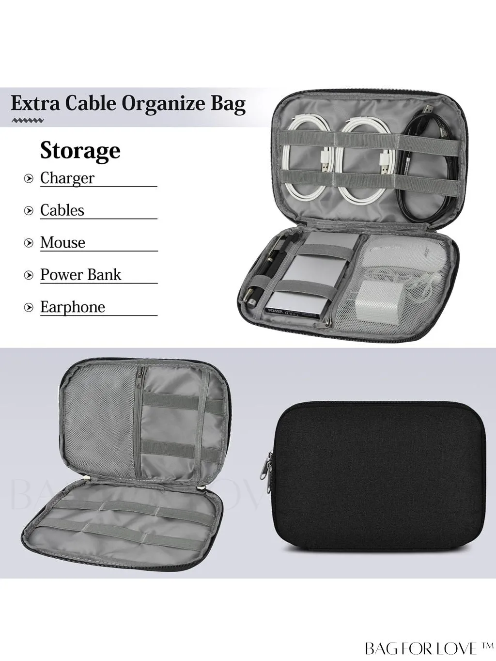 BagForLove - 15.6 Waterproof Laptop Bag with Cable Organizer: Professional Briefcase for Business & College Use