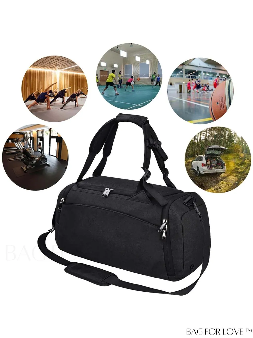 BagForLove - 40L Waterproof Gym Duffle Bag with Shoe Compartment - Ideal Travel Weekender Bag for Men and Women